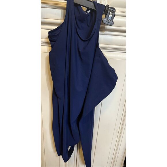 ALIX NYC Women's Crew Neck Cold Shoulder Long Sleeve Top Navy Blue Large - Picture 10 of 13